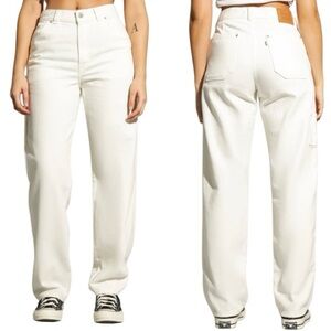 Levi's‎ Premium Boy Jean Women's Sz 29 High Rise Straight Ecru Utility Carpenter